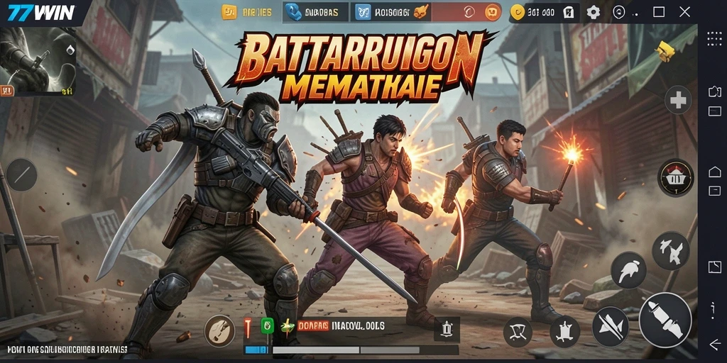 Screenshot gameplay 77WIN menunjukkan aksi pertempuran yang seru.
