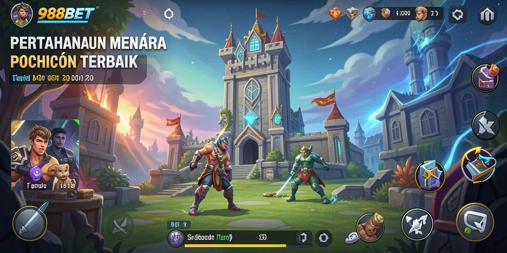 Tampilan menarik dari gameplay 988BET dengan strategi menara yang menegangkan.