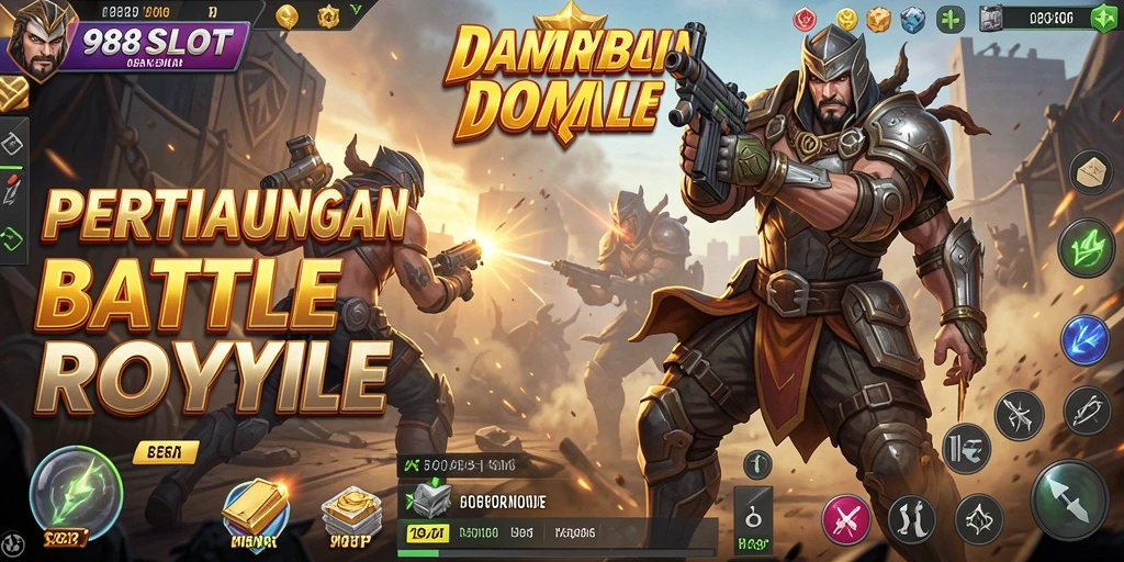 Tampilan gameplay seru dalam 988SLOT dengan aksi pertarungan dramatis.