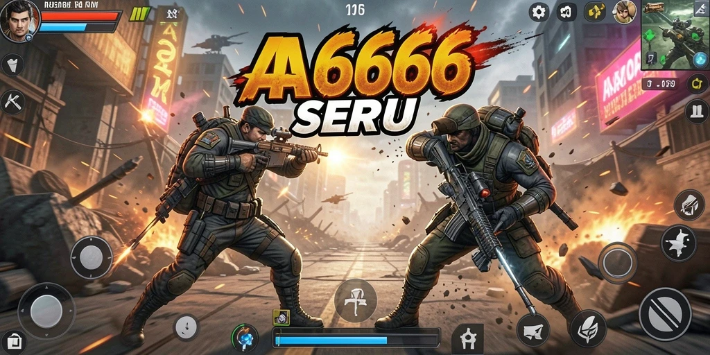 Screenshot utama AA666 menunjukkan aksi pertarungan yang mendebarkan.