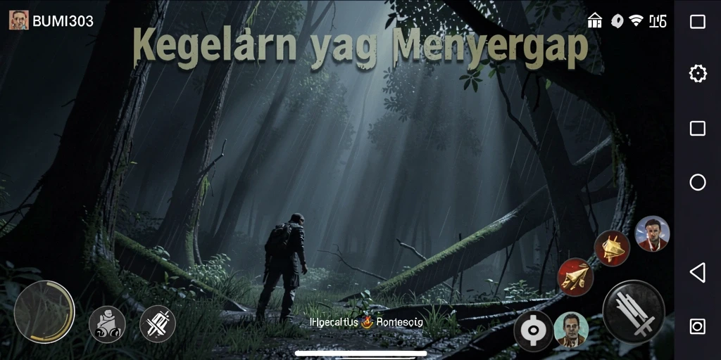 Tangkapan layar BUMI303 menampilkan momen menegangkan menghadapi makhluk menyeramkan.