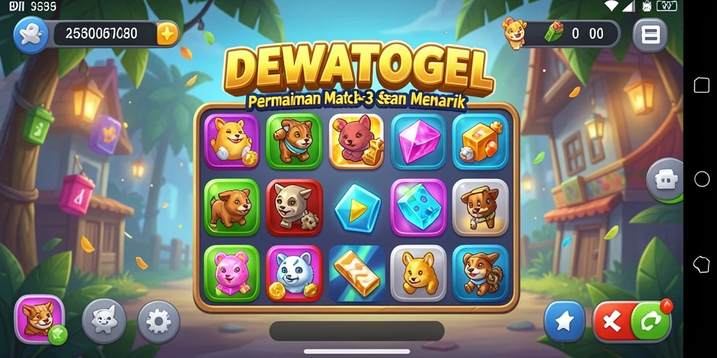 Screenshot gameplay seru DEWATOGEL dengan elemen Match-3.