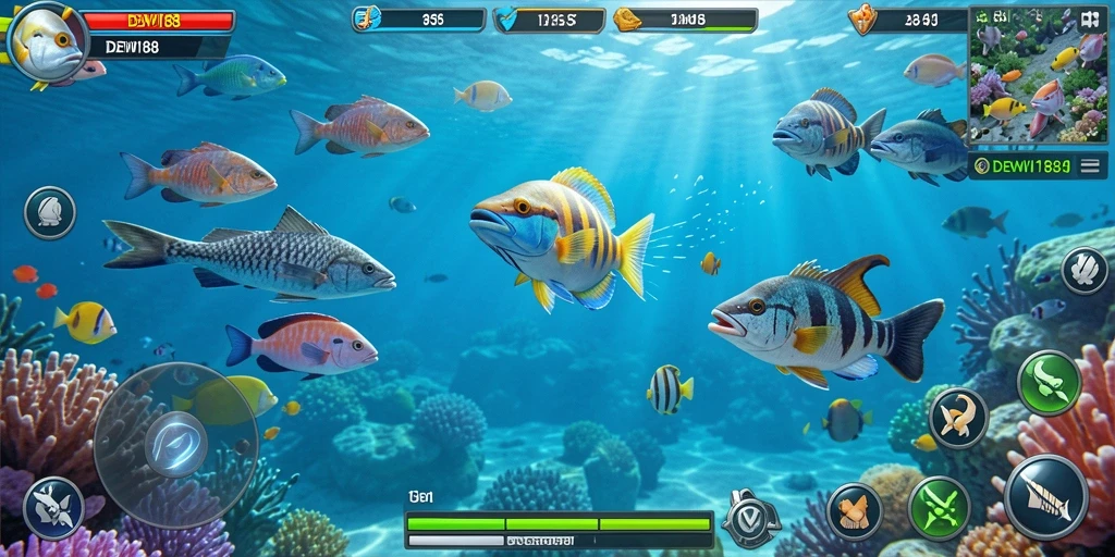 Menampilkan gameplay seru Tembak Ikan di DEWI188.