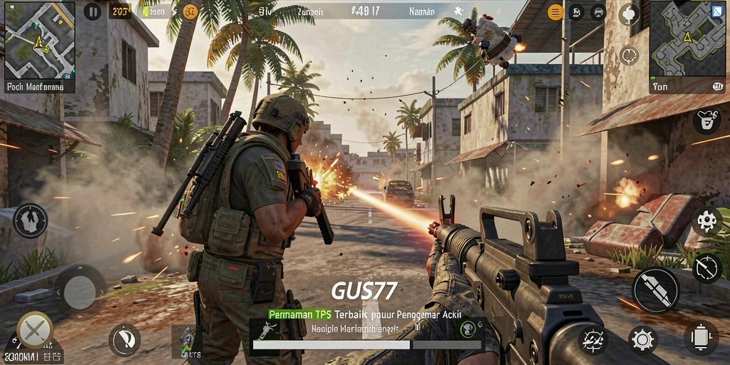 Menampilkan aksi intens gameplay TPS GUS77 yang mendebarkan.