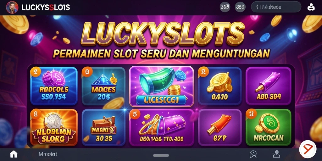 Gameplay menegangkan di LUCKYSLOTS dengan simbol-simbol berkilauan.
