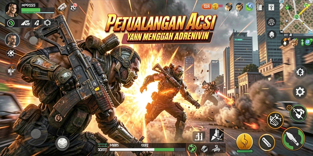 Screenshot menampilkan aksi intens dan grafis memukau dari MPO555.