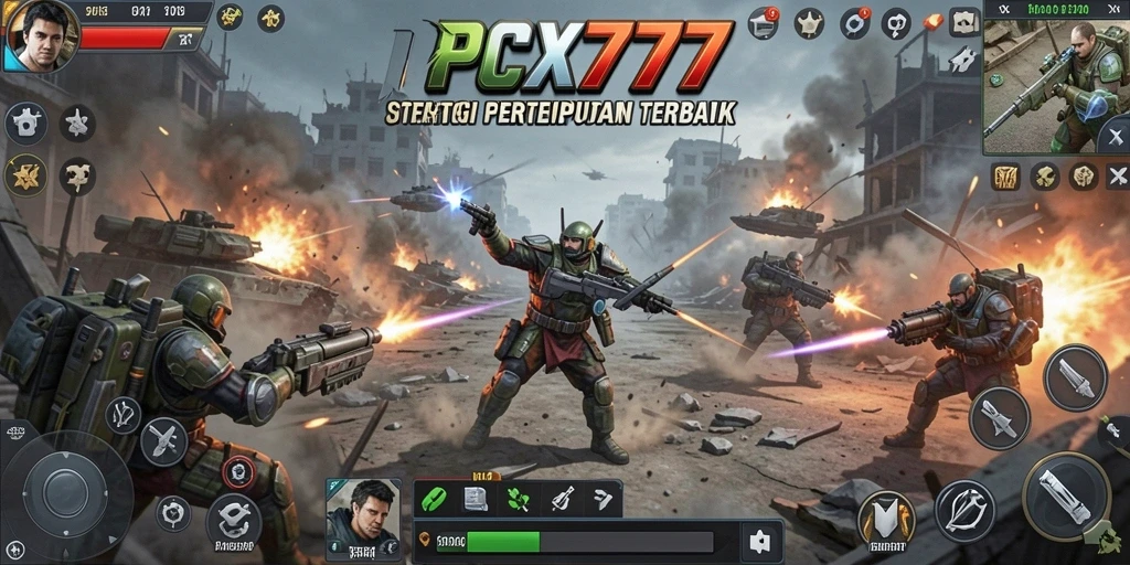 Tampilan gameplay memukau dari PCX777 dengan pertempuran strategis.